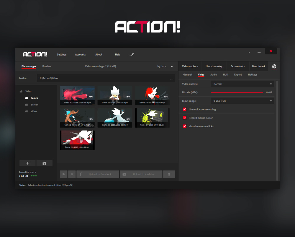 Настройки качества и битрейта в Mirillis Action!