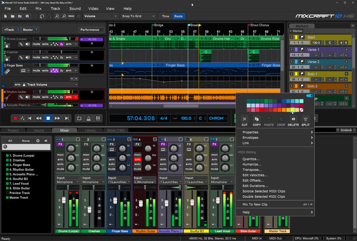 Интерфейс Acoustica Mixcraft