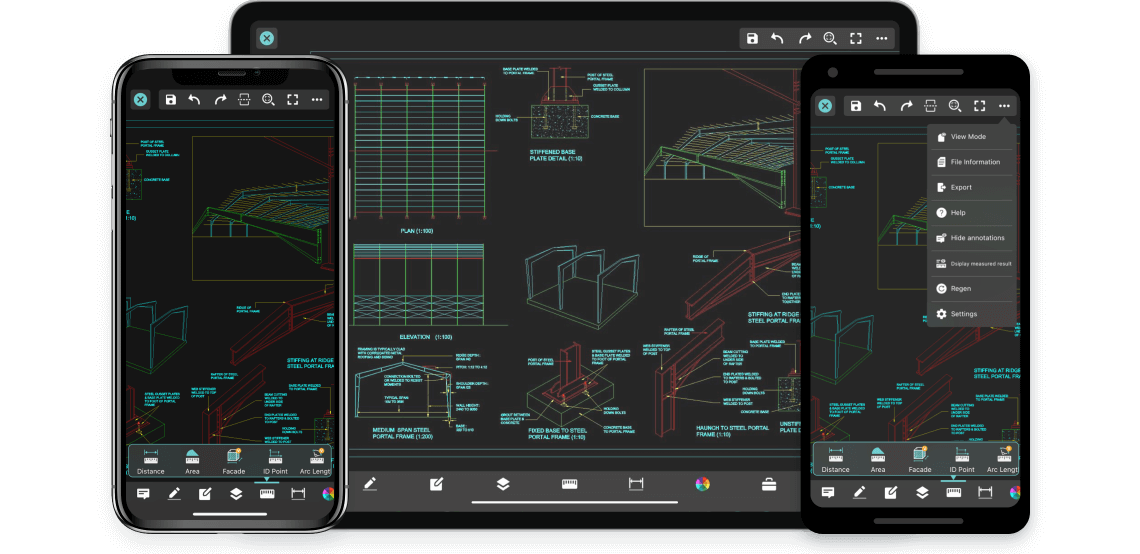 Интерфейс DWG FastView на смартфоне и планшете