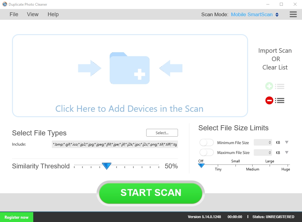 Mobile SmartScan в Duplicate Photo Cleaner для проверки фотографий на подключенном телефоне