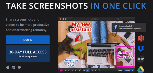 Интерфейс Monosnap на Mac