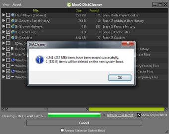Итоговый диалог после очистки в Moo0 Disk Cleaner