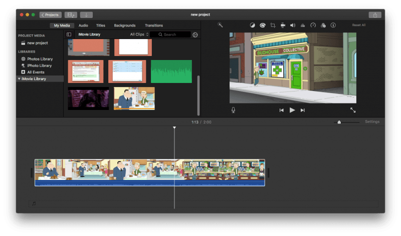 Обрезка MOV в iMovie перед извлечением звука