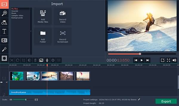 Интерфейс Movavi Video Editor