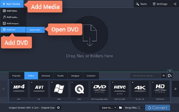 Интерфейс Movavi Video Converter
