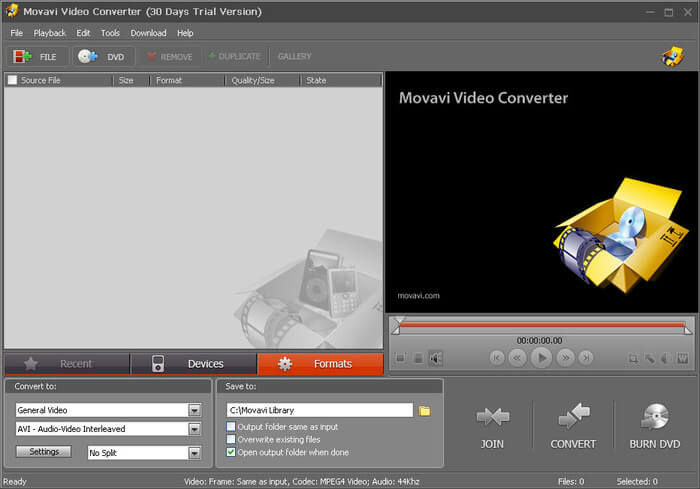 Интерфейс Movavi Video Converter