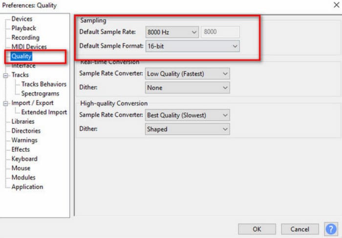 Настройки качества MP3 в Audacity