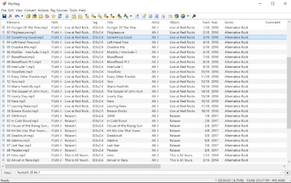 Интерфейс Mp3tag с таблицей файлов и панелью тегов