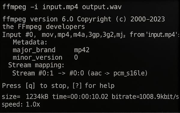 Конвертация MP4 в WAV через FFmpeg