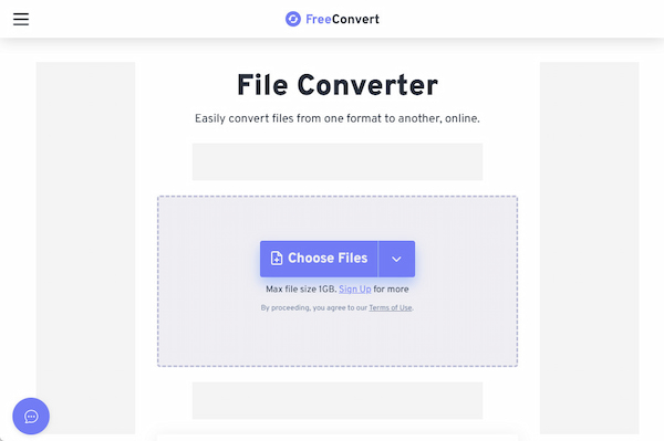Интерфейс FreeConvert