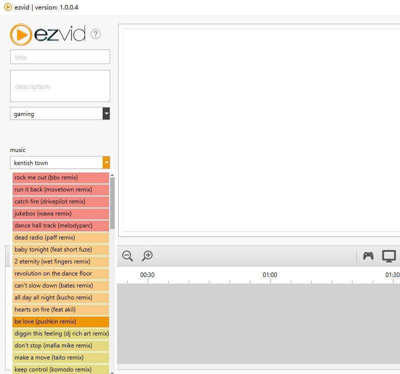 Встроенный список музыки в Ezvid