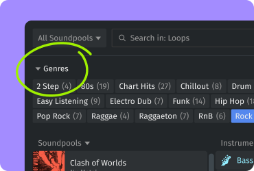 Жанровая фильтрация в Loop Browser MAGIX Music Maker