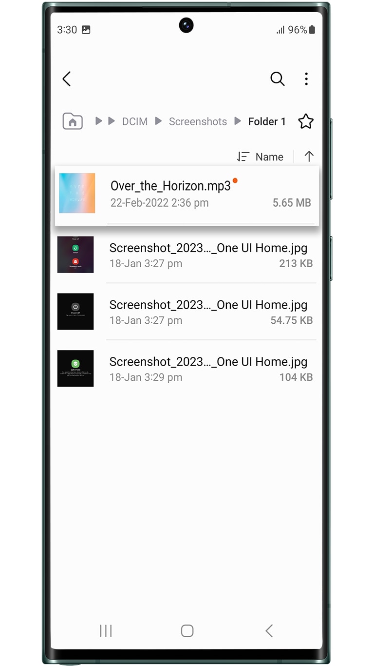 Файлы MP3 в файловом менеджере Samsung My Files