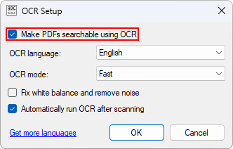 Настройки OCR в NAPS2