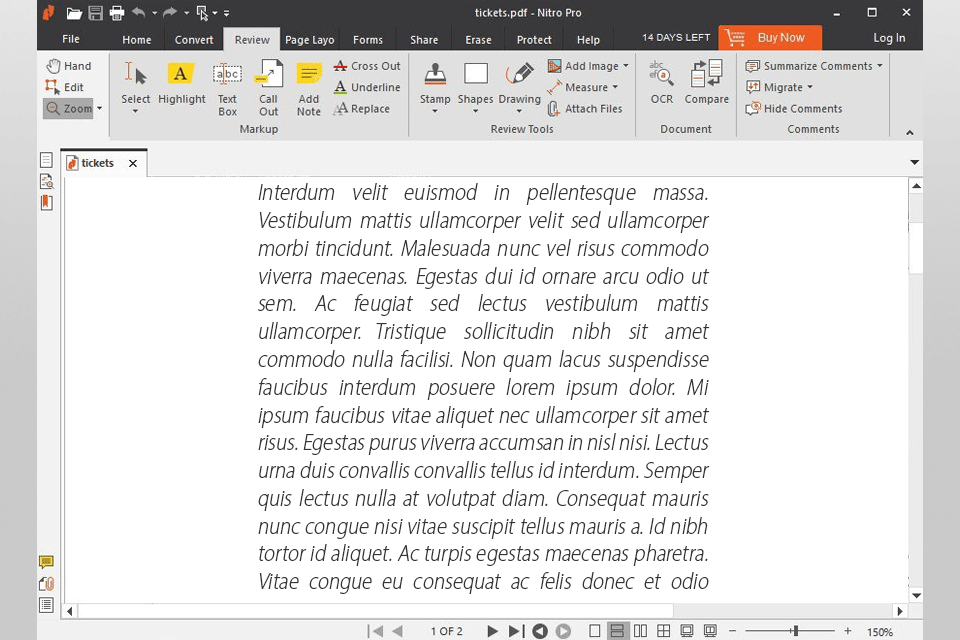 Интерфейс Nitro PDF Pro