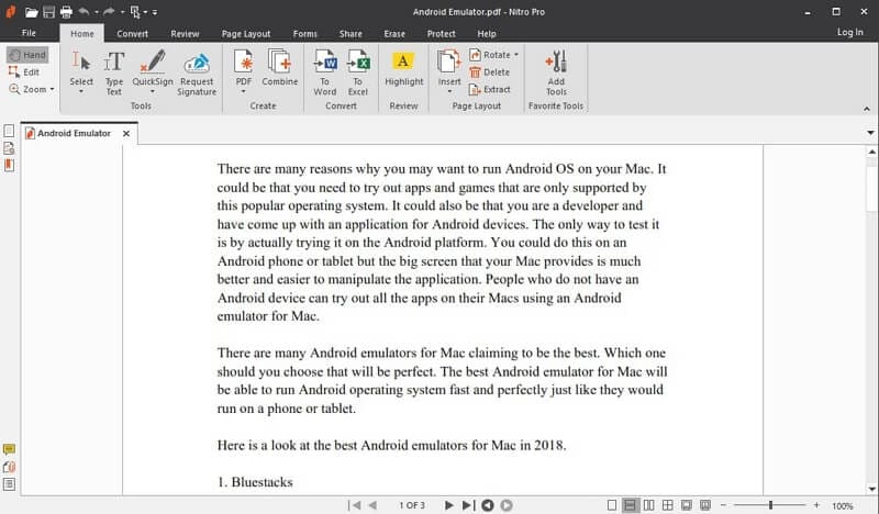 Nitro PDF Pro: интерфейс редактора PDF