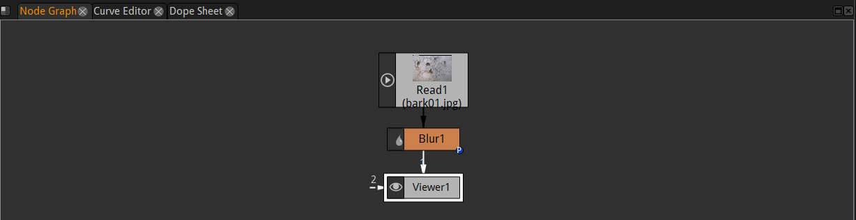 Простой Node Graph в Natron: Read, Blur и Viewer