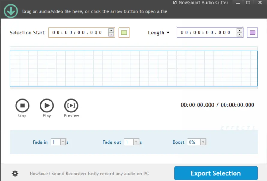 Главное окно NowSmart Audio Cutter