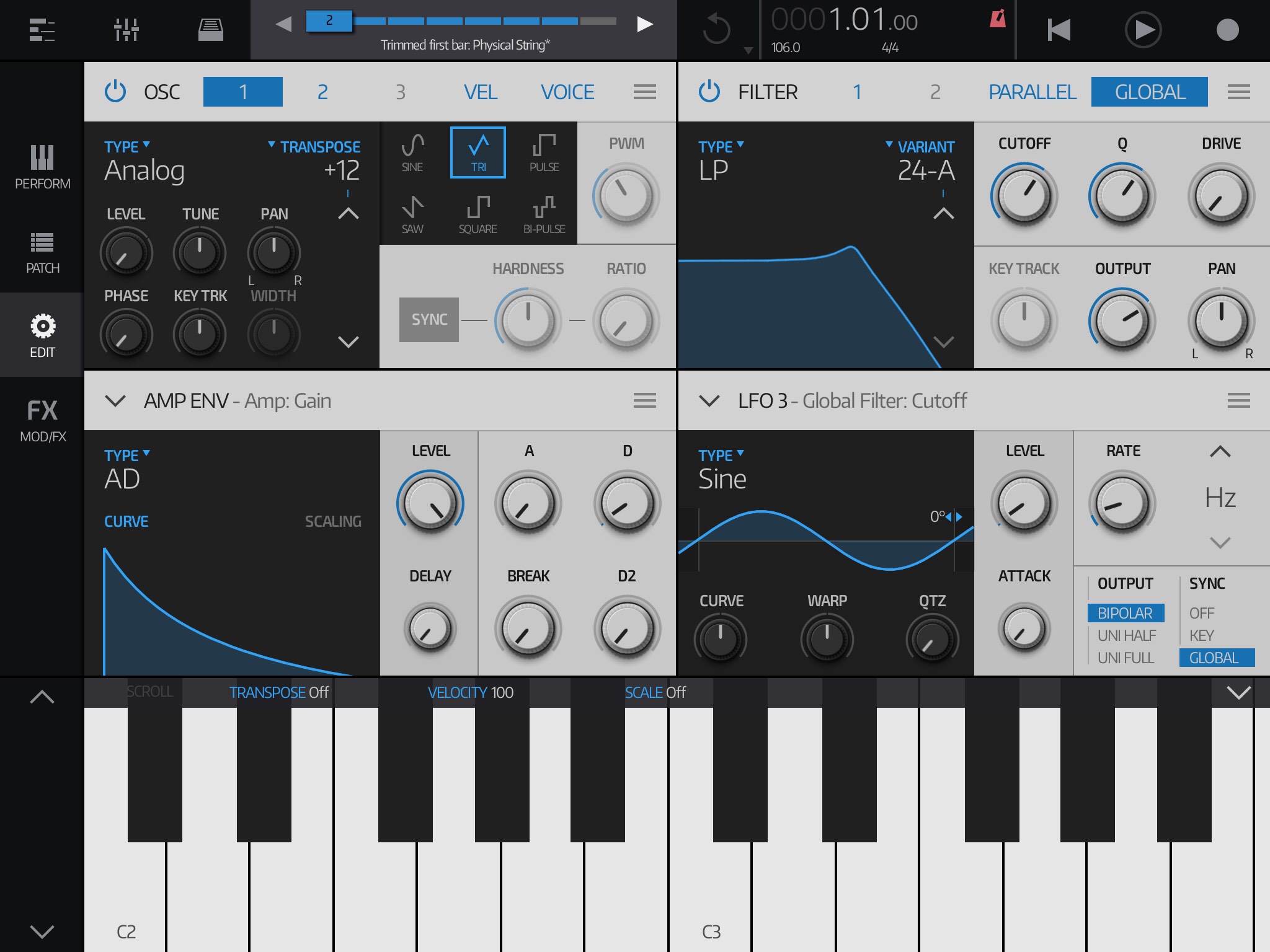 Синтезатор Obsidian в NanoStudio 2