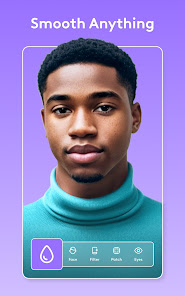 Facetune — экран с инструментом Smooth