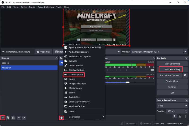 OBS Studio — запись Minecraft на Mac