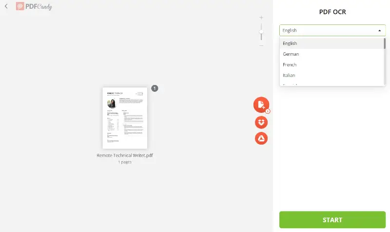 PDF OCR в PDF Candy