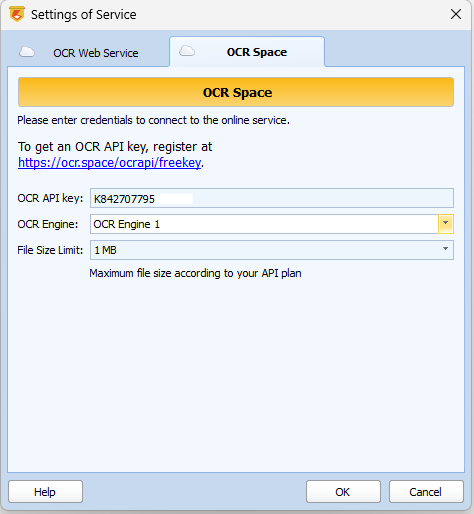 Настройка OCR Space в ScanPapyrus