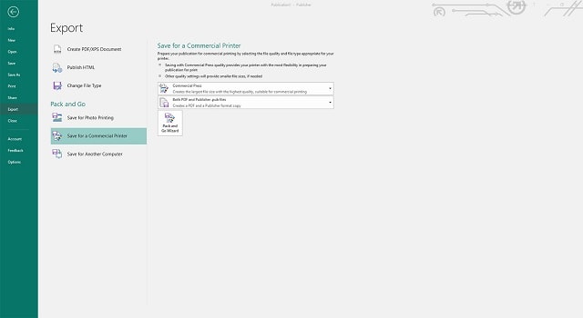 Publisher — экспорт макета для печати