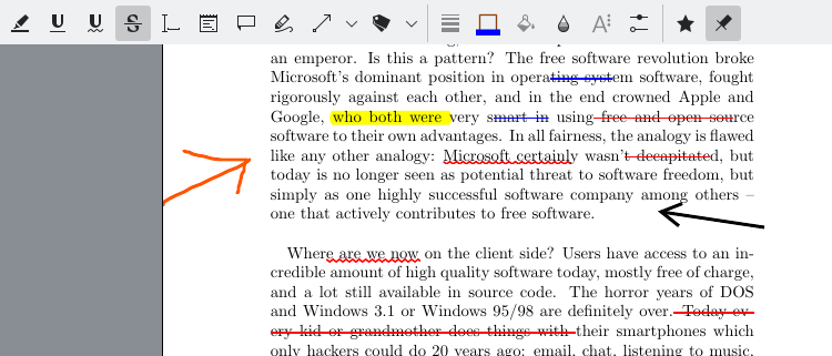 Режим аннотаций в Okular