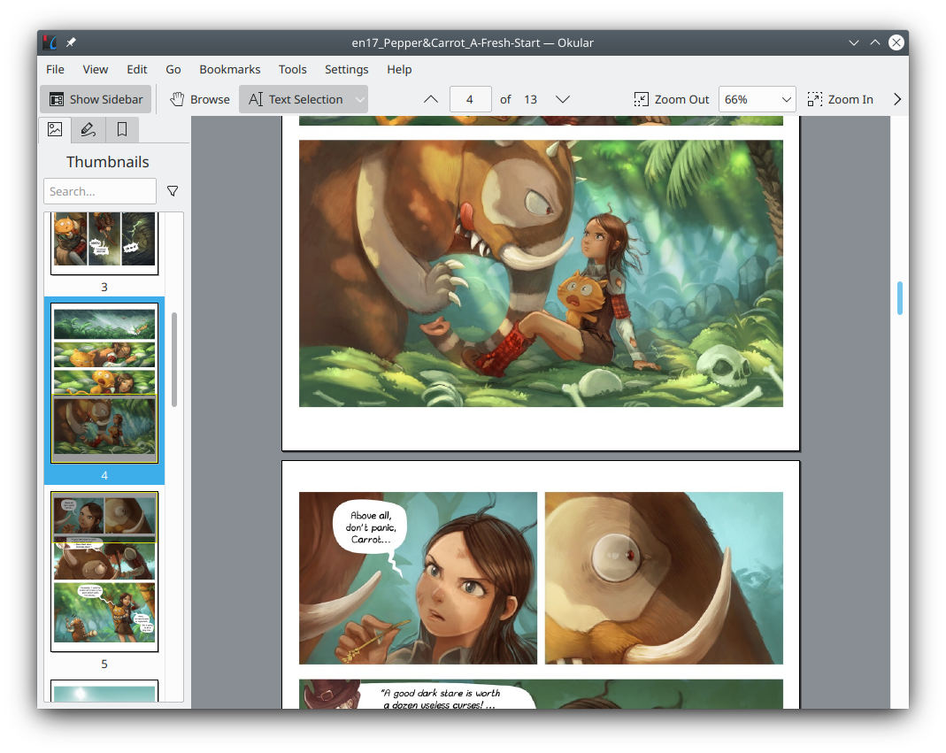 Главное окно Okular