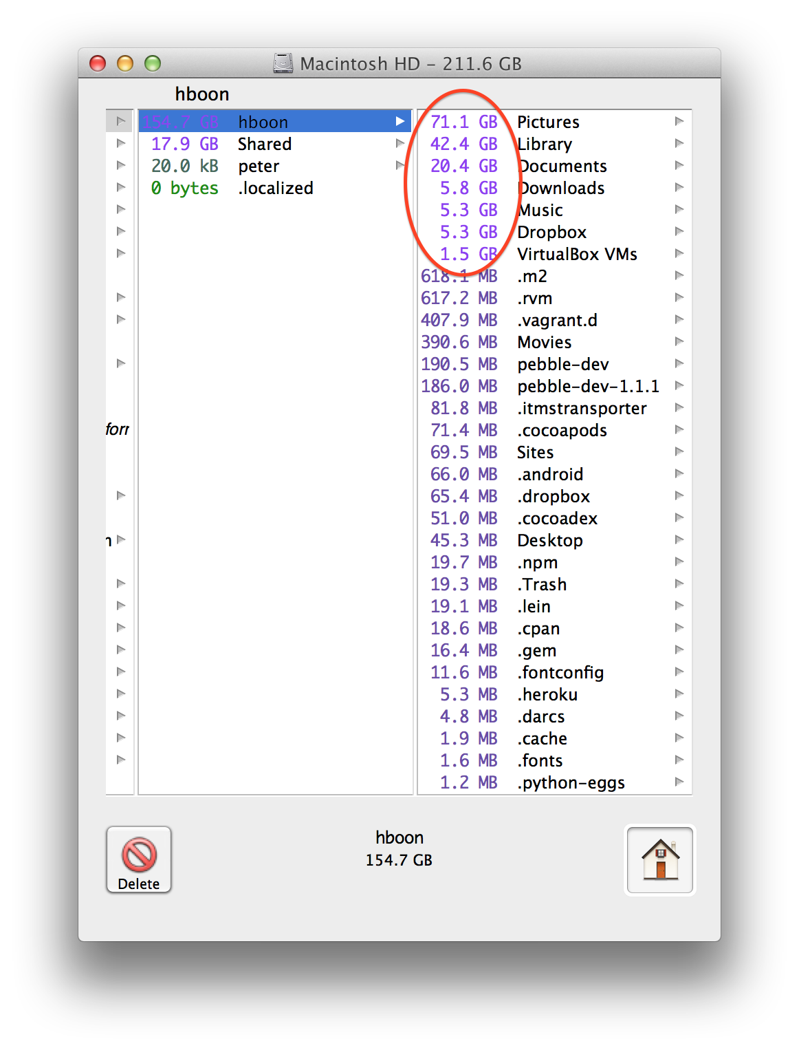 OmniDiskSweeper: переход в пользовательскую папку и поиск крупных каталогов