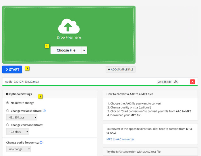 Online-Convert в браузере для изменения параметров аудио