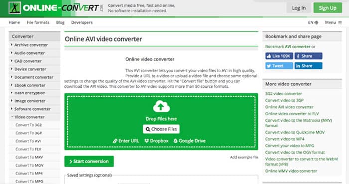 Online-Convert: выбор онлайн-параметров