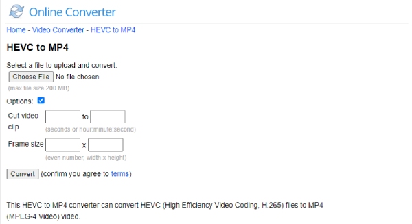 Online-Convert для HEVC в MP4