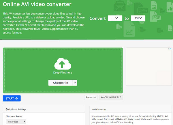 Online-Convert для MOV в AVI