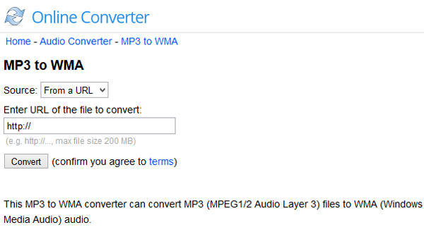 Online-Convert для MP3 в WMA
