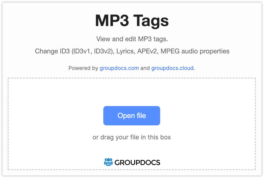 GroupDocs Metadata MP3 Editor