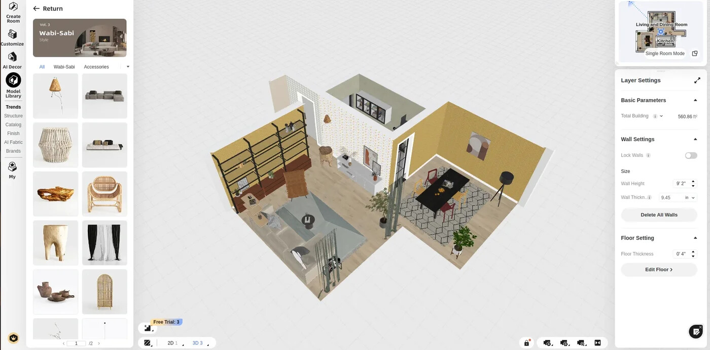 Интерфейс Homestyler