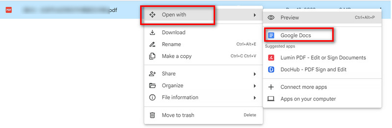 Google Docs: открытие PDF через Google Drive