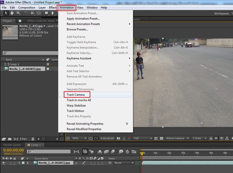 After Effects: Animation → Track Camera