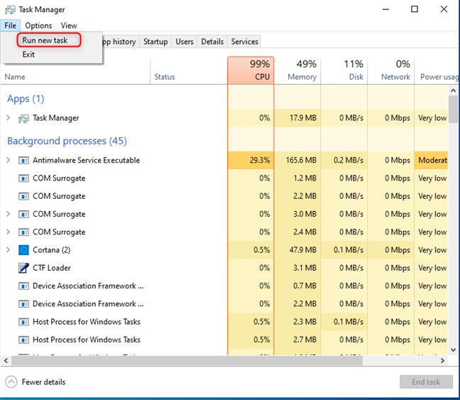 Task Manager в Windows 10