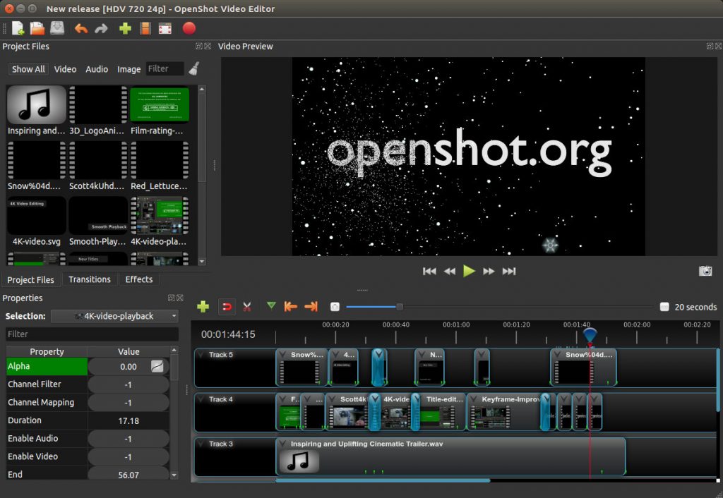Скриншот интерфейса OpenShot