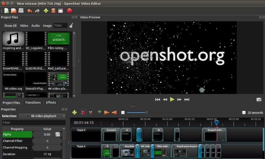 Интерфейс OpenShot