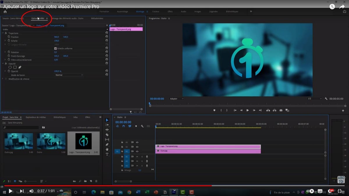 Настройка логотипа в Adobe Premiere Pro