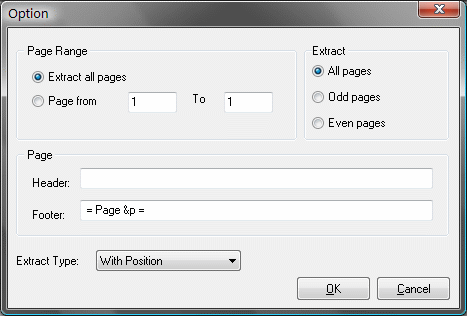 Скриншот A-PDF Text Extractor: options