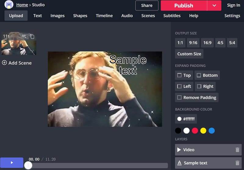 Наложение водяного знака в Kapwing