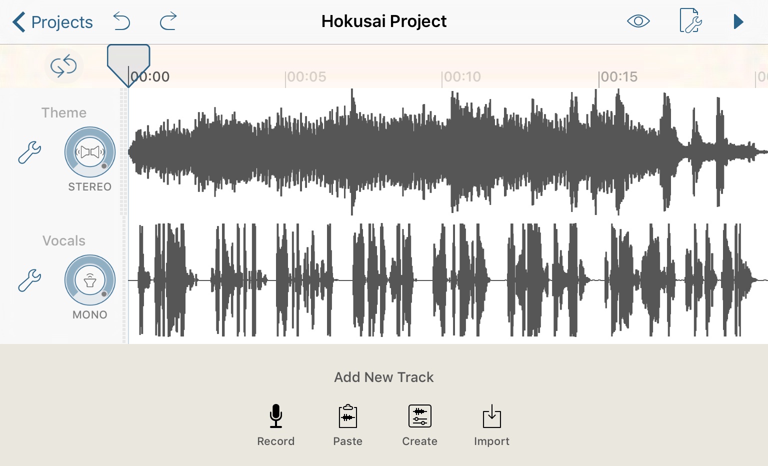 Интерфейс Hokusai Audio Editor