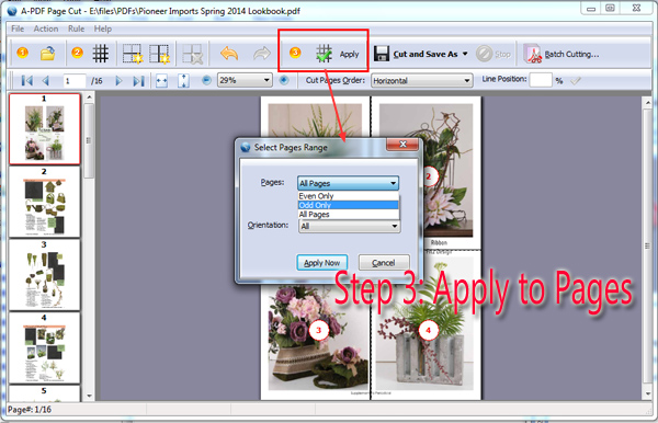 Скриншот A-PDF Page Cut: page cut apply to pages