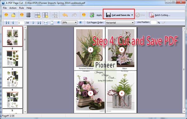 Скриншот A-PDF Page Cut: page cut save