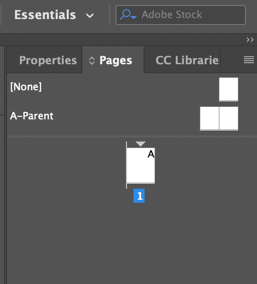 Панель Pages в Adobe InDesign с Parent Pages и страницами документа